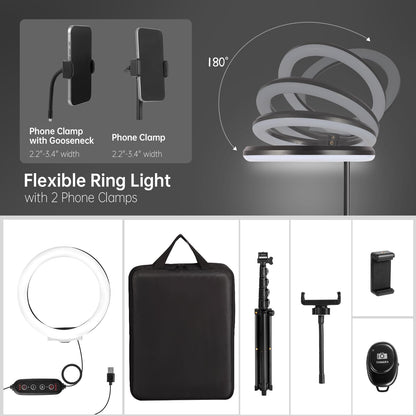 MICCYE Ringlicht MB10 mit Stativ, 10 Zoll RGB LED für Handy