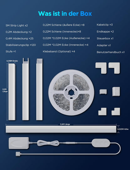 Govee RGBIC LED Strip mit Profil, 10 m, 64 Szenenmodi, App-Steuerung