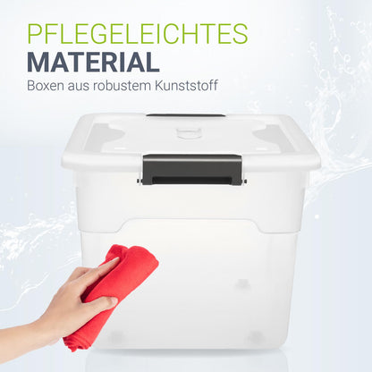 Juskys Aufbewahrungsboxen 60L – 4er Set, transparent & stapelbar
