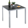LIFERUN Gartentisch Aluminium WPC 75x75 cm, Balkontisch Silber-Grau – quadratische WPC-Tischplatte mit Streifendesign