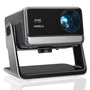 AMEELA 1080P Beamer. Rechteckiger, schwarzer Projektor, der 1080P- oder 4K-Videos per Smart WiFi mit Autofokus auf Flächen projiziert.