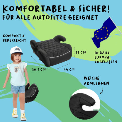 LST Kindersitzerhöhung ISOFIX i-Size ECE R129, 125–150 cm, Anthrazit
