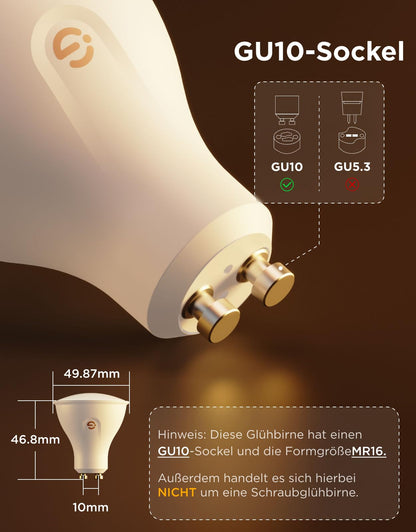 Govee Smart LED Glühbirne GU10 RGBWW, dimmbar, WLAN, 4er-Set