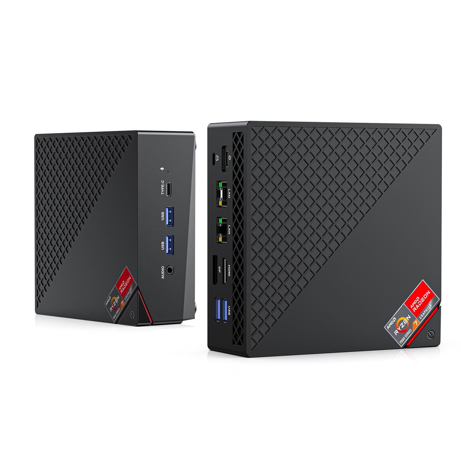 ACEMAGICIAN AM06Pro Mini PC – Ryzen 7 5825U, 16GB/512GB. Kompakter, schwarzer Quader. Desktop-PC für Office.