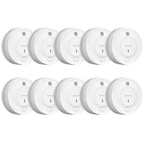 X-Sense Rauchmelder SD2J0AX mit 10-Jahres-Batterie, 10er-Set – fotoelektrischer Rauchwarnmelder nach EN 14604