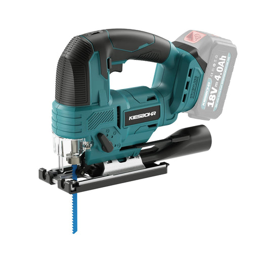 KIESBOHR CSJ001 Akku Stichsäge Makita 18V kompatibel – ohne Akku. Blaugraue Stichsäge für präzise Kurven-/Geradschnitte.
