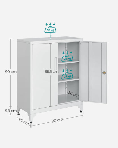 SONGMICS OMC013G01 Aktenschrank aus Stahl abschliessbar – Mattgrau