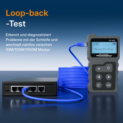 Mcbazel RJ45 Netzwerkkabeltester mit LCD-Display und PoE-Test