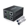 10Gtek Gigabit Ethernet Medienkonverter 2er Set – SFP LX, SM, 20km. Schwarze Box. Konvertiert Gigabit Ethernet RJ45 zu SFP-Glasfaser über 20km.