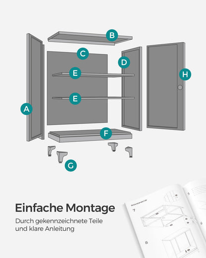 SONGMICS OMC013G01 Aktenschrank aus Stahl abschliessbar – Mattgrau