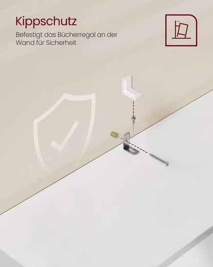 VASAGLE Bücherregal LBC165T14, 5 Ebenen, Standregal, wolkenweiss