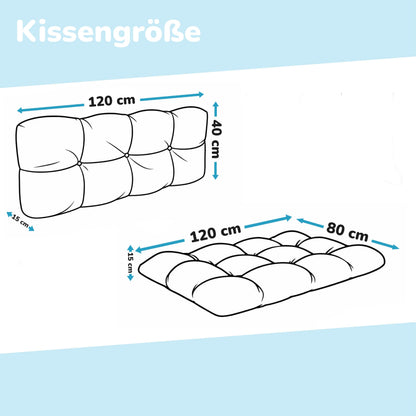 POKAR Palettenkissen 2er Set Sitzkissen 120x80 + Rückenkissen, Grün