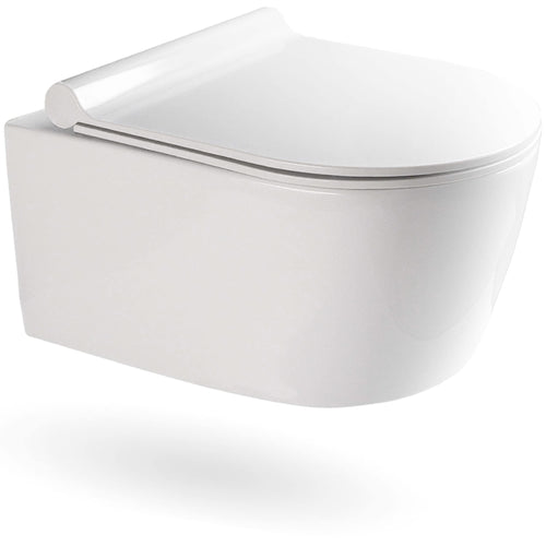 VILSTEIN Hänge WC Spülrandlos Komplettset - mit Absenkautomatik. Weißes, ovales Hänge-WC zur hygienischen Toilettennutzung.
