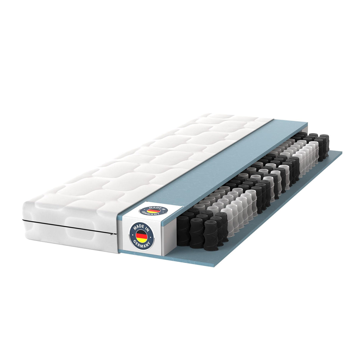 BMM Ortho Medic Taschenfederkernmatratze 90x200 cm H3. Weiße, rechteckige Matratze mit Härtegrad H3 für orthopädischen Schlafkomfort.