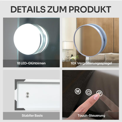 eklipt Hollywood Spiegel beleuchtet 80x60cm – Weiss 18 LED