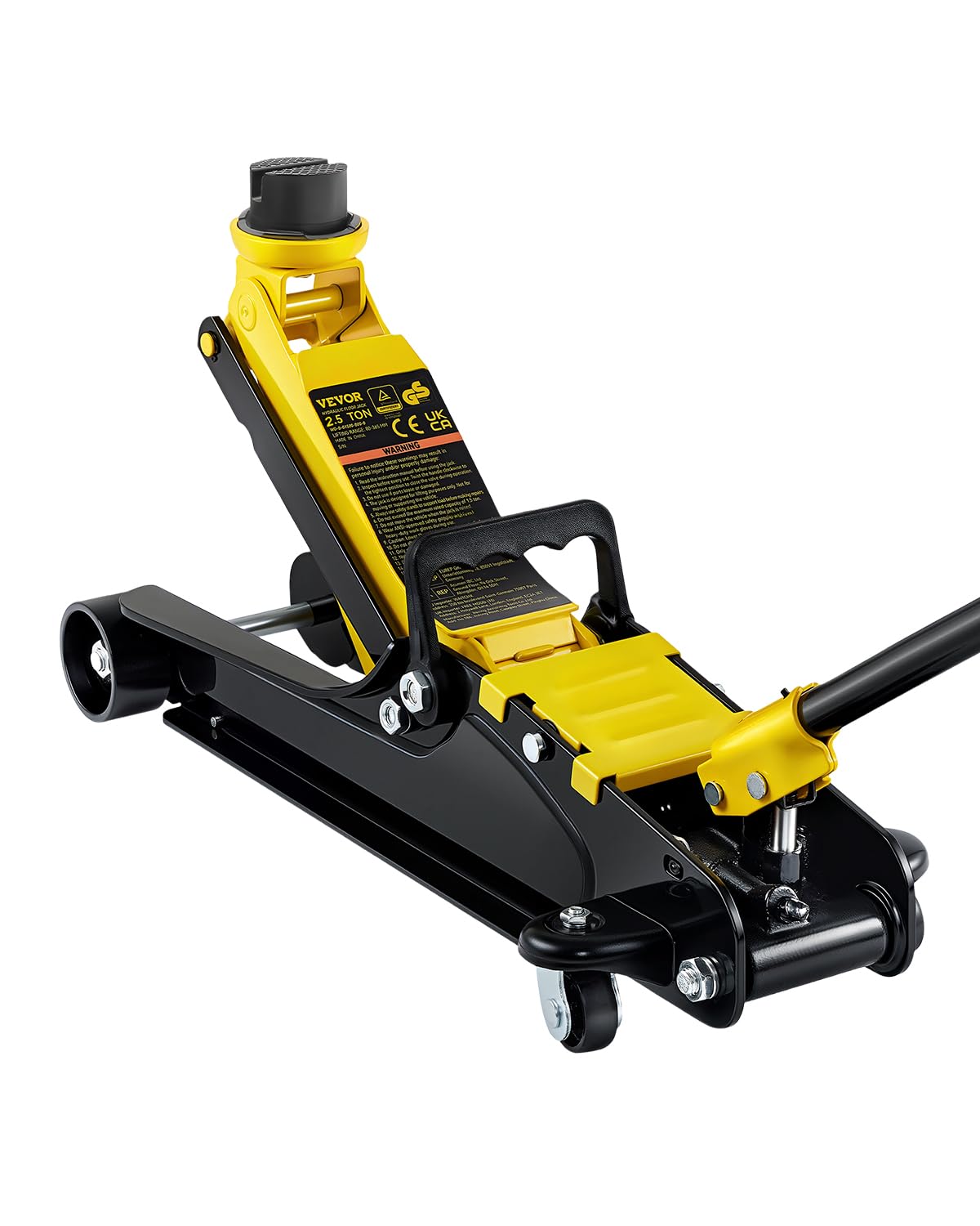 VEVOR Hydraulischer Rangierwagenheber – 2,5 t Tragkraft: Roter, flacher Stahl-Wagenheber mit Rollen. Hebt Fahrzeuge für Wartung an.
