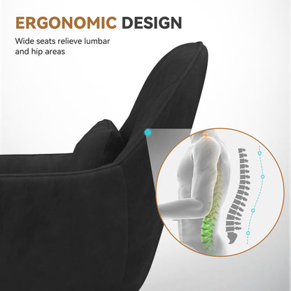 Aivermeil Bürostuhl Samt Ergonomisch mit Kopfkissen - Schwarz