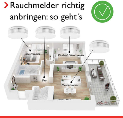 Pyrexx PX-1 Rauchwarnmelder mit Magnethalterung, 10er-Set, weiss