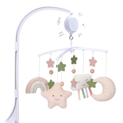 COTTONBEBE Baby Mobile mit Spieluhr, 35 Melodien, Regenbogen aus Baumwolle und Bambusfaser