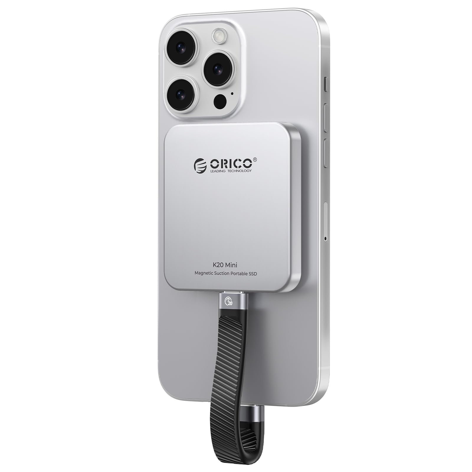 ORICO K20Mini 1TB Externe SSD - iPhone 15/16 Typ-C Magnetisch. Kompakte, dunkle SSD für iPhone-Datenspeicher.