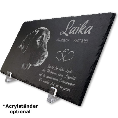 Paule Black Schiefer Tiergrabstein, personalisierte Gedenktafel 30x20