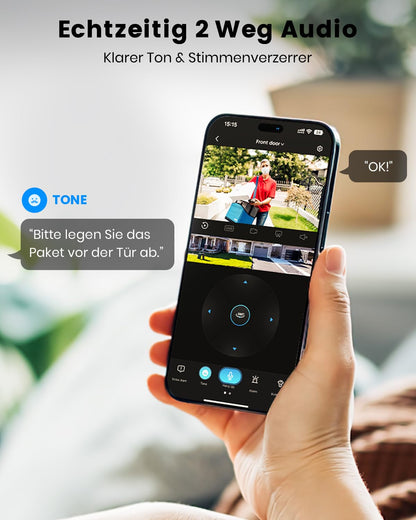 aosu Überwachungskamera Aussen 2K Solar Akku 360° PTZ