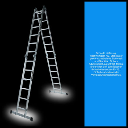 WORHAN Mehrzweckleiter KS6.7 - Anlege Stehleiter 6.7m
