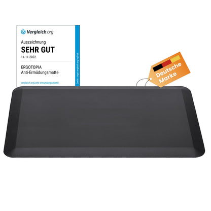 Ergotopia Anti-Ermüdungsmatte ergonomische Stehmatte - Schwarz. Dicke, schwarze Matte zur Dämpfung und Ermüdungsreduktion bei längerem Stehen.