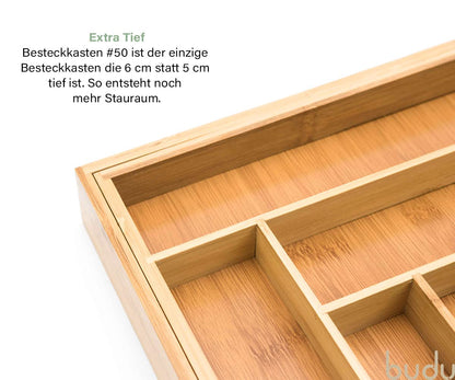 budu Besteckkasten #50 aus Bambus, ausziehbar, Tiefe 50 cm
