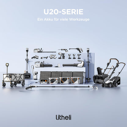 Litheli Akku Rasenmäher 2 x 20V Brushless, 38 cm, bis 300 m²