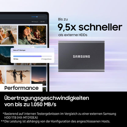 Samsung Portable SSD T7 Externe SSD 1TB Grau MU-PC1T0T/WW