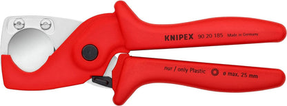 KNIPEX PlastiCut Schlauch- und Schutzrohrschneider 185 mm, 90 20 185 – schneidet Rohre und Schläuche bis Ø 25 mm