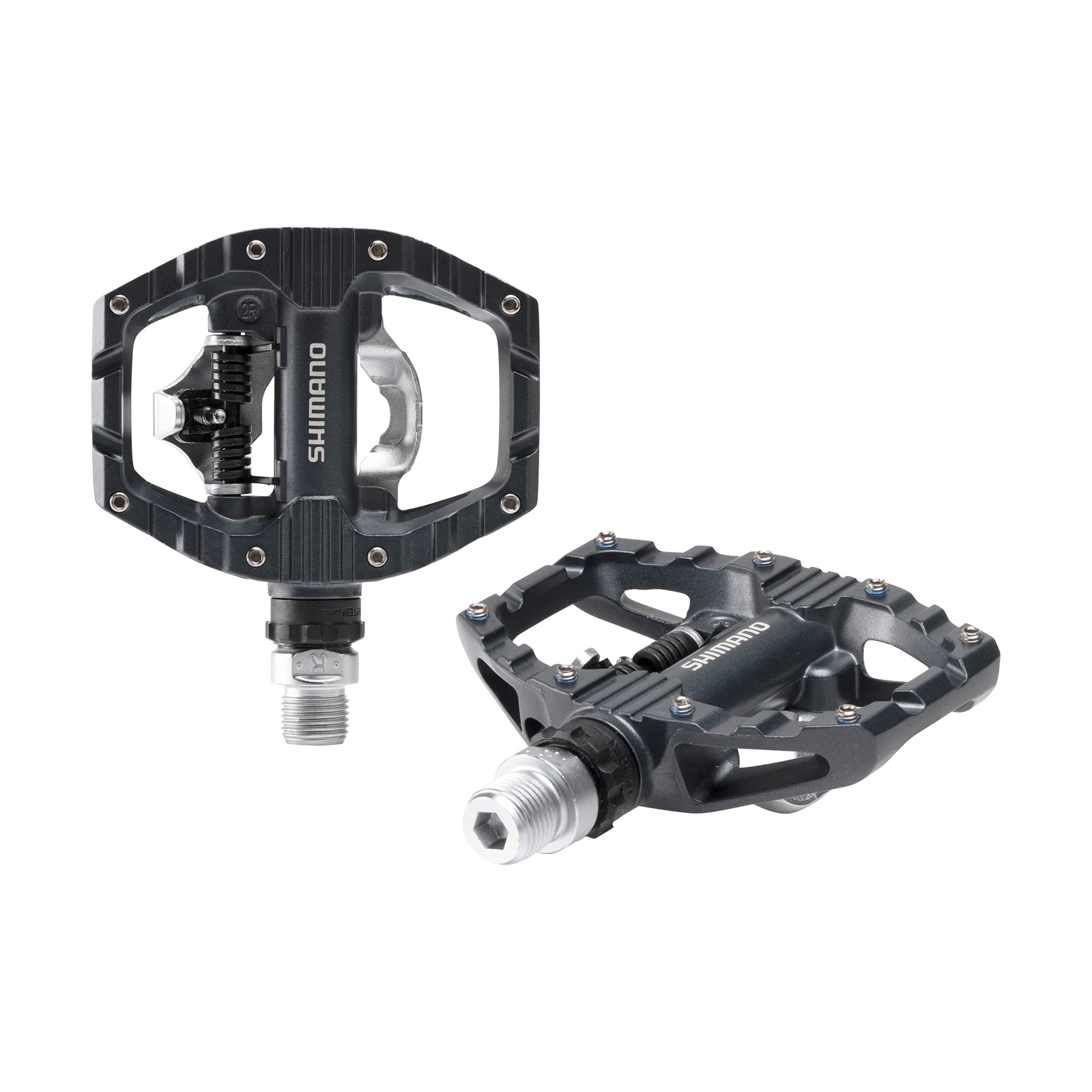 Shimano PD-EH500 SPD-Kombipedale für MTB: Schwarze Pedale mit SPD-Clipless- und Plattformseite für flexibles Fahren.