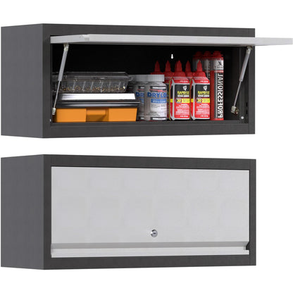 SUPEER Hängeschrank Werkzeugschrank Metall Klapptür - 35x66x30 cm. Metallschrank zur Wandmontage für Werkzeuge.