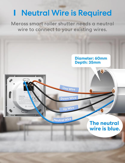 Meross Matter Smart Rolladenschalter MRS105 WLAN 55×55 mm