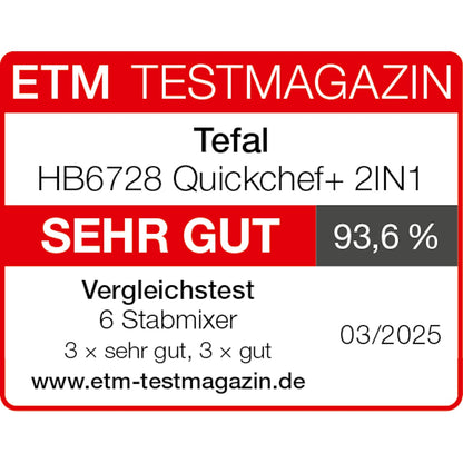 Tefal Quickchef+ Stabmixer und Zerkleinerer - Schwarz HB672830