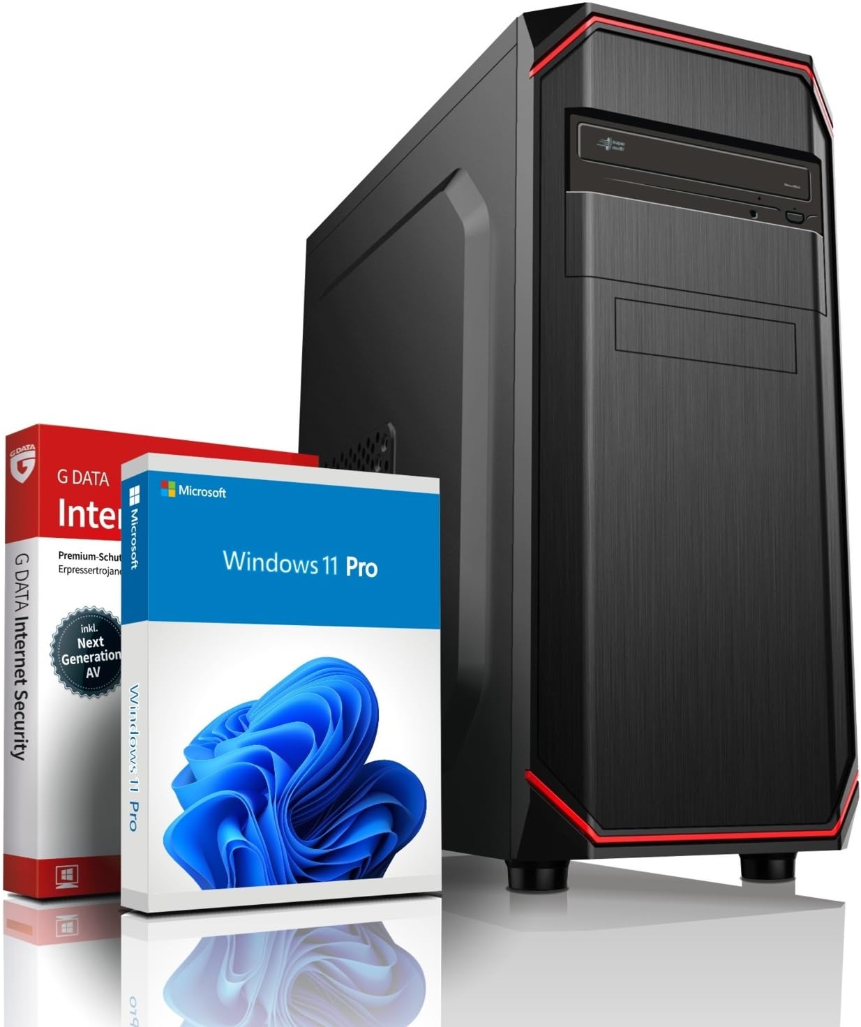 Intel i5 12400F Business PC - 32GB RAM, 1TB SSD, Win11, WLAN. Schwarzer Tower. Ideal für effiziente Büroarbeit.
