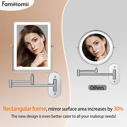 Famihomii LED Kosmetikspiegel zur Wandmontage, 1X/30X, Chrom