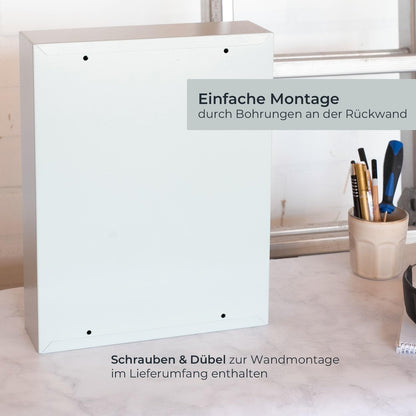 HMF Schlüsselschrank aus Stahl, abschliessbar, 42 Haken, Lichtgrau