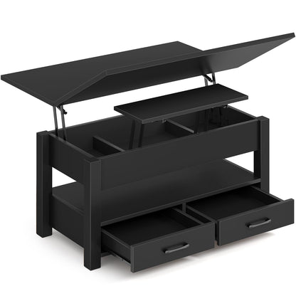 Rolanstar Kaffeetisch umwandelbar - schwarz 100x50 cm. Schwarzer, rechteckiger Tisch, höhenverstellbar zum Esstisch/Schreibtisch.