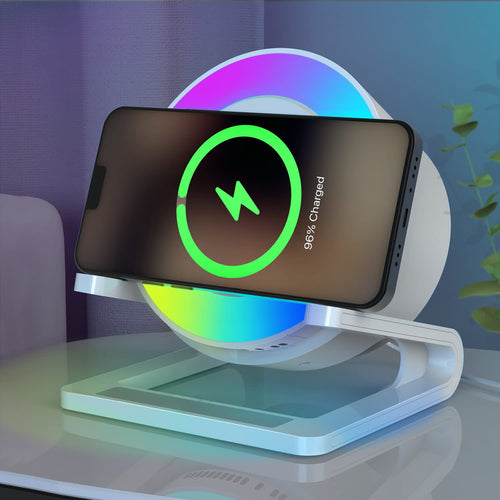 JAHAO M6064 Bluetooth Lautsprecher mit Nachtlicht & Wireless Charger, Touch-Bedienung und Telefonhalter