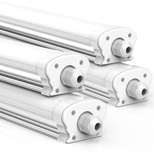 JESLED LED Feuchtraumleuchte 120cm 30W IP65 - 4er Set Neutralweiss. Graue, lineare Leuchte für feuchte/staubige Räume.
