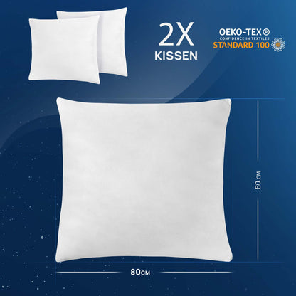 LILENO HOME Federkissen 80x80 cm 2er Set mit Entenfederfüllung