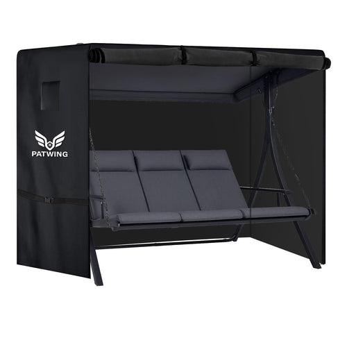 PATWING Hollywoodschaukel Abdeckung 3-4 Sitzer 600D wasserdicht aus Oxford-Gewebe mit Schnallen und Zugseil