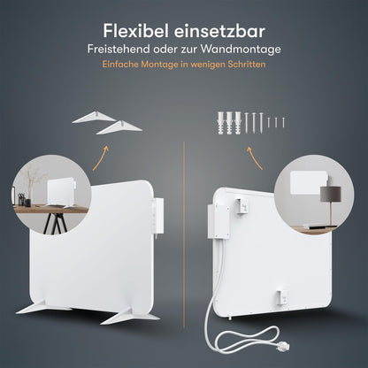 BR Bringer Metall Infrarotheizung 450W Wand/Standheizung – Smart Weiss