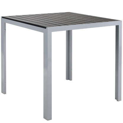 LIFERUN Gartentisch Aluminium WPC 75x75 cm, Balkontisch Silber-Grau