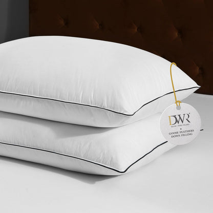 DWR Daunenkissen 40x80 cm 2er-Set mit 3-Kammer-Füllung, Bio-Baumwolle – Kopfkissen für alle Schlaflagen