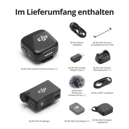 DJI Mic Mini Kabelloses Lavaliermikrofon, 2 Sender + 1 Empfänger