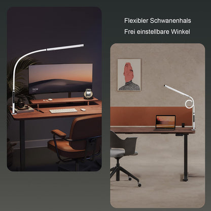 EYOCEAN LED Schreibtischlampe Klemmleuchte mit Schwanenhals, weiss