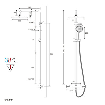 Rainsworth Duschsystem Thermostat 25cm Regendusche Chrom